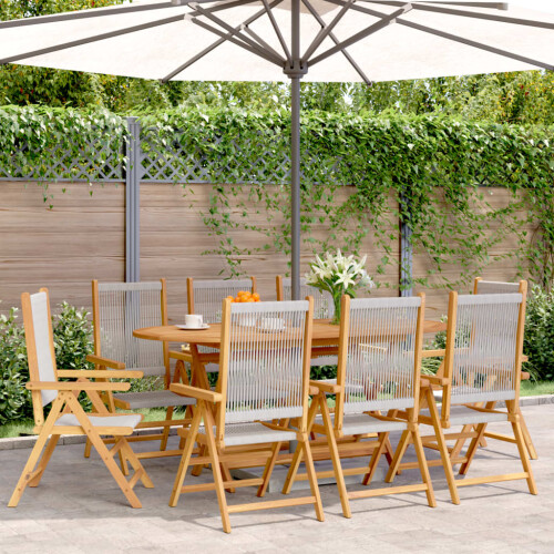 Berkfield Reclining Garden Chairs 8 pcs Grey Solid Wood Acacia