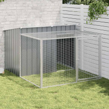 Berkfield Dog House with Run Anthracite 153x194x110 cm Galvanised Steel