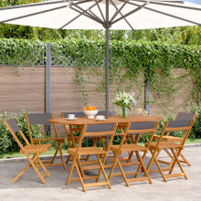 Berkfield Folding Garden Chairs 8 pcs Anthracite Fabric and Solid Wood