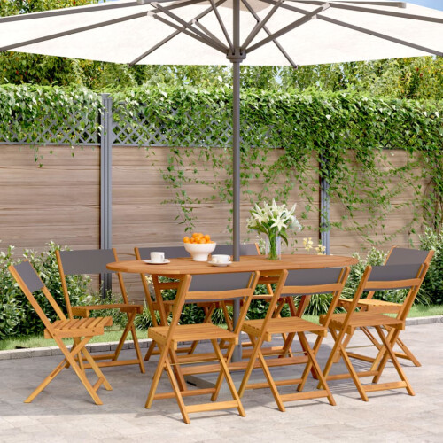 Berkfield Folding Garden Chairs 8 pcs Anthracite Fabric and Solid Wood