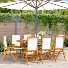 Berkfield Reclining Garden Chairs 8 pcs Cream White Fabric and Solid Wood