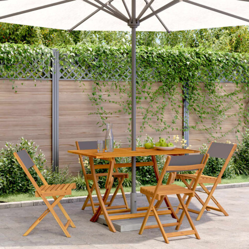 Berkfield Folding Garden Chairs 4 pcs Anthracite Fabric and Solid Wood