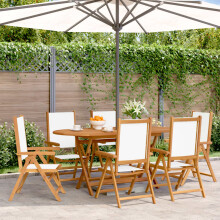 Berkfield Reclining Garden Chairs 6 pcs Cream White Fabric and Solid Wood