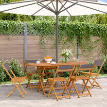 Berkfield Folding Garden Chairs 6 pcs Anthracite Fabric and Solid Wood