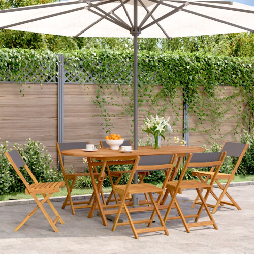 Berkfield Folding Garden Chairs 6 pcs Anthracite Fabric and Solid Wood