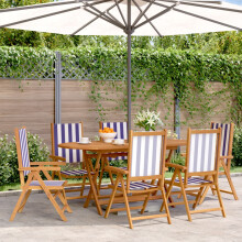 Berkfield Reclining Garden Chairs 6 pcs Blue and White Fabric and Solid Wood