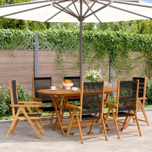 Berkfield Reclining Garden Chairs 6 pcs Black Solid Wood Acacia