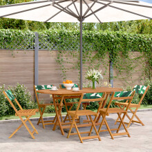 Berkfield Folding Garden Chairs 6 pcs Green Fabric and Solid Wood