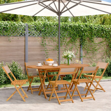 Berkfield Folding Garden Chairs 6 pcs Taupe Fabric and Solid Wood