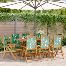 Berkfield Reclining Garden Chairs 8 pcs Green Fabric and Solid Wood