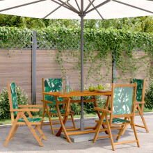 Berkfield Reclining Garden Chairs 4 pcs Green Fabric and Solid Wood