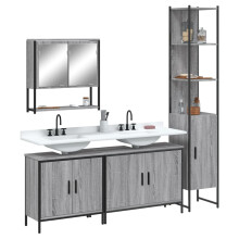 Berkfield 4 Piece Bathroom Furniture Set Grey Sonoma Engineered Wood