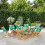 Berkfield Folding Garden Chairs 8 pcs Green Fabric and Solid Wood 1