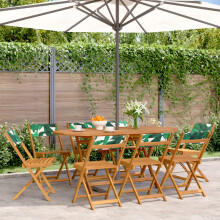 Berkfield Folding Garden Chairs 8 pcs Green Fabric and Solid Wood