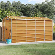 Berkfield Garden Shed Light Brown 191x385x198 cm Galvanised Steel