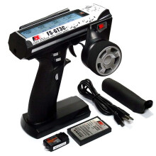 FSGT3C 3CH 2.4GHz RC Transmitter and Receiver Set with LCD Screen Rechargeable Control for Car and Boat (Black)