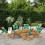 Berkfield Folding Garden Chairs 6 pcs Green Fabric and Solid Wood 1