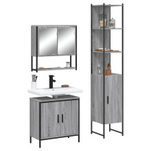 Berkfield 3 Piece Bathroom Furniture Set Grey Sonoma Engineered Wood