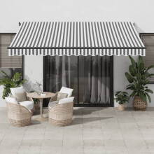 Berkfield Manual Retractable Awning with LEDs Anthracite&White 400x350 cm