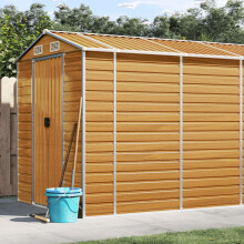 Berkfield Garden Shed Light Brown 191x555x198 cm Galvanised Steel
