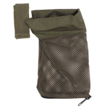 Raccoglitore di cartucce in ferro, nylon e ottone, guscio a sgancio rapido, rete imbottita con cerniera per caccia e tiro, colore verde oliva.
