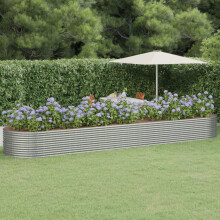 Berkfield Garden Raised Bed Powder-coated Steel 584x140x68 cm Silver