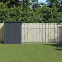Berkfield Dog House with Run Anthracite 165x1067x181 cm Galvanised Steel