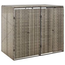 Berkfield Double Wheelie Bin Shed Grey 140x80x117 cm Poly Rattan