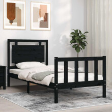 Berkfield Bed Frame without Mattress Black Small Single Solid Wood Pine