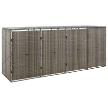 Berkfield Quadruple Wheelie Bin Shed Grey 274x80x117 cm Poly Rattan