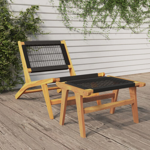 Berkfield Garden Chair with Footrest Solid Wood Teak and Polyester