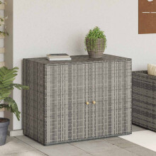 Berkfield Garden Storage Cabinet Grey 100x55.5x80 cm Poly Rattan