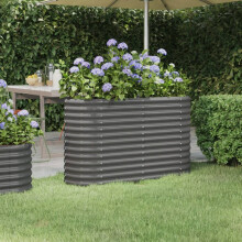 Berkfield Garden Raised Bed Galvanised Steel 114x40x68 cm Grey