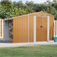 Berkfield Garden Shed Light Brown 277x192.5x179 cm Galvanised Steel
