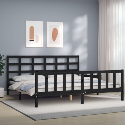 Berkfield Bed Frame without Mattress Black 200x200 cm Solid Wood Pine