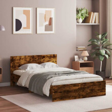 Berkfield Bed Frame without Mattress Smoked Oak 120x190 cm Small Double
