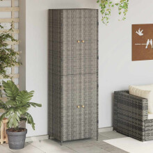 Berkfield Garden Storage Cabinet Grey 59x40x180 cm Poly Rattan