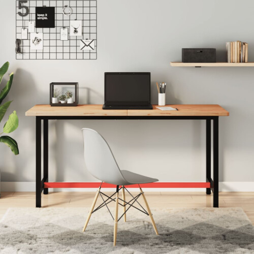 Berkfield Workbench 150x55x81.5 cm Solid Wood Beech and Metal