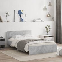 Berkfield Bed Frame without Mattress Concrete Grey 120x190 cm Small Double