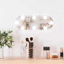 Berkfield Wall Mirror with LED Lights 15x40 cm Glass Oval