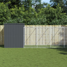 Berkfield Dog House with Run Anthracite 214x1069x181 cm Galvanised Steel