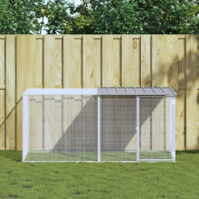 Berkfield Chicken Cage with Roof Light Grey 203x98x90 cm Galvanised Steel