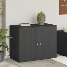 Berkfield Garden Storage Cabinet Black 100x55.5x80 cm Poly Rattan