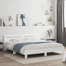 Berkfield Bed Frame with LED without Mattress White 180x200 cm Super King