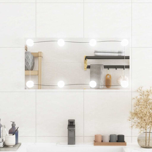 Berkfield Wall Mirror with LED Lights 30x60 cm Glass Rectangle