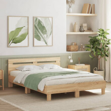 Berkfield Bed Frame with LED without Mattress Sonoma Oak 150x200 cm King Size