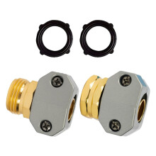 Kit de réparation pour tuyau d'arrosage, 1 kit de réparation en alliage d'aluminium avec raccords mâles et femelles pour tuyaux de 5/8" et 3/4", 2