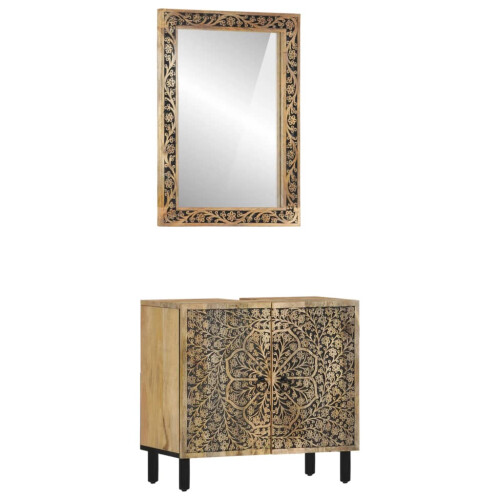 Berkfield 2 Piece Bathroom Furniture Set Solid Wood Mango