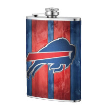 Bills Flagon 8oz rostfritt stål pennflaska med läderfodral, kompatibel med utomhussporter, camping, bröllop