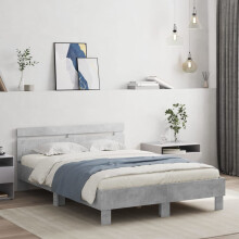 Berkfield Bed Frame with LED without Mattress Concrete Grey 135x190 cm Double
